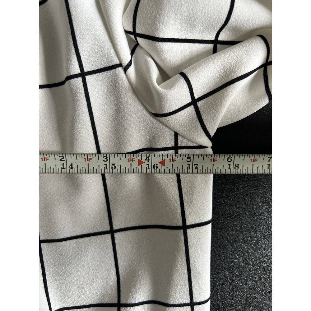 Melloday Plaid Open Front Over Coat Duster Jacket White Black S, Mid-Length - Picture 6 of 11